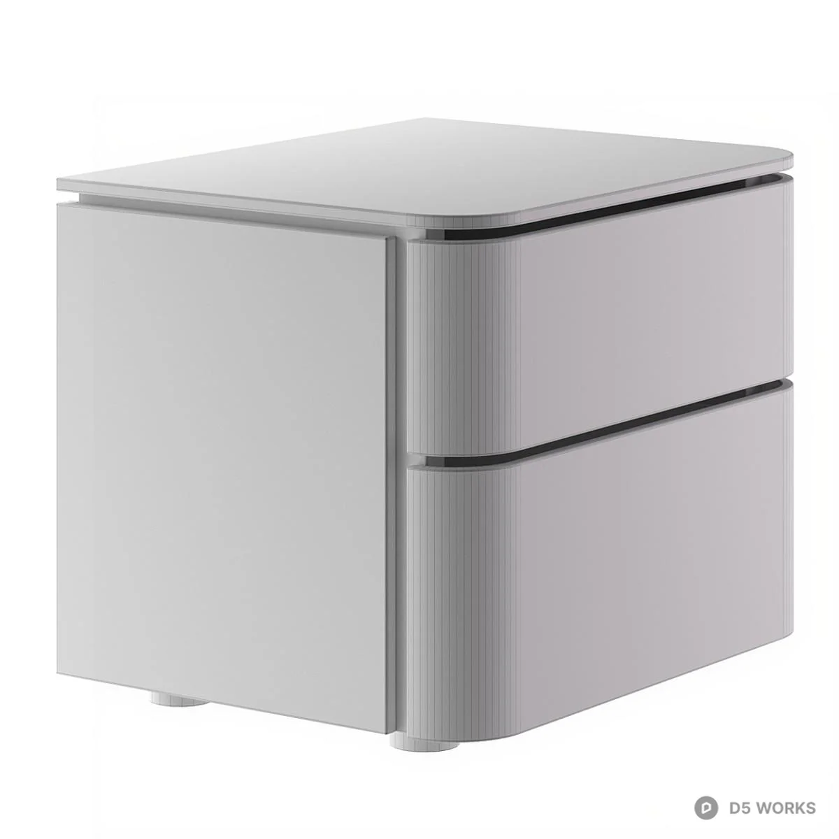 Curved Edge Wooden Bedside Cabinet 3d model thumbnail 3