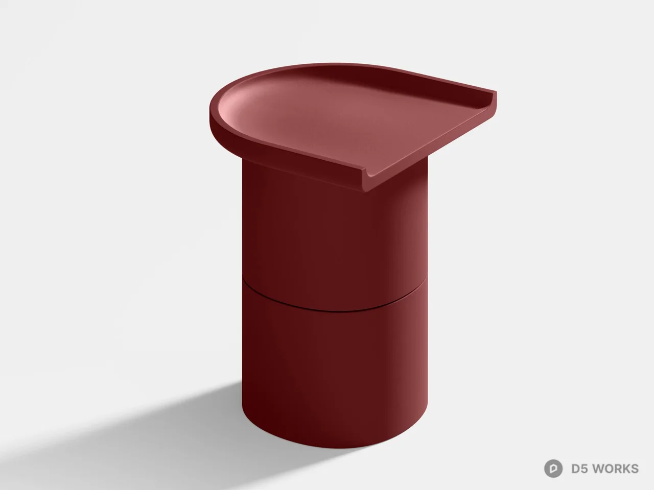 Minimalist Red Cylindrical Side Table 3d model - Image 1