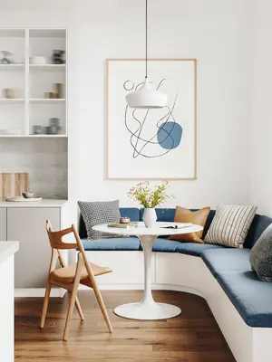 Minimalist Dining Nook with Curved Banquette 3d model
