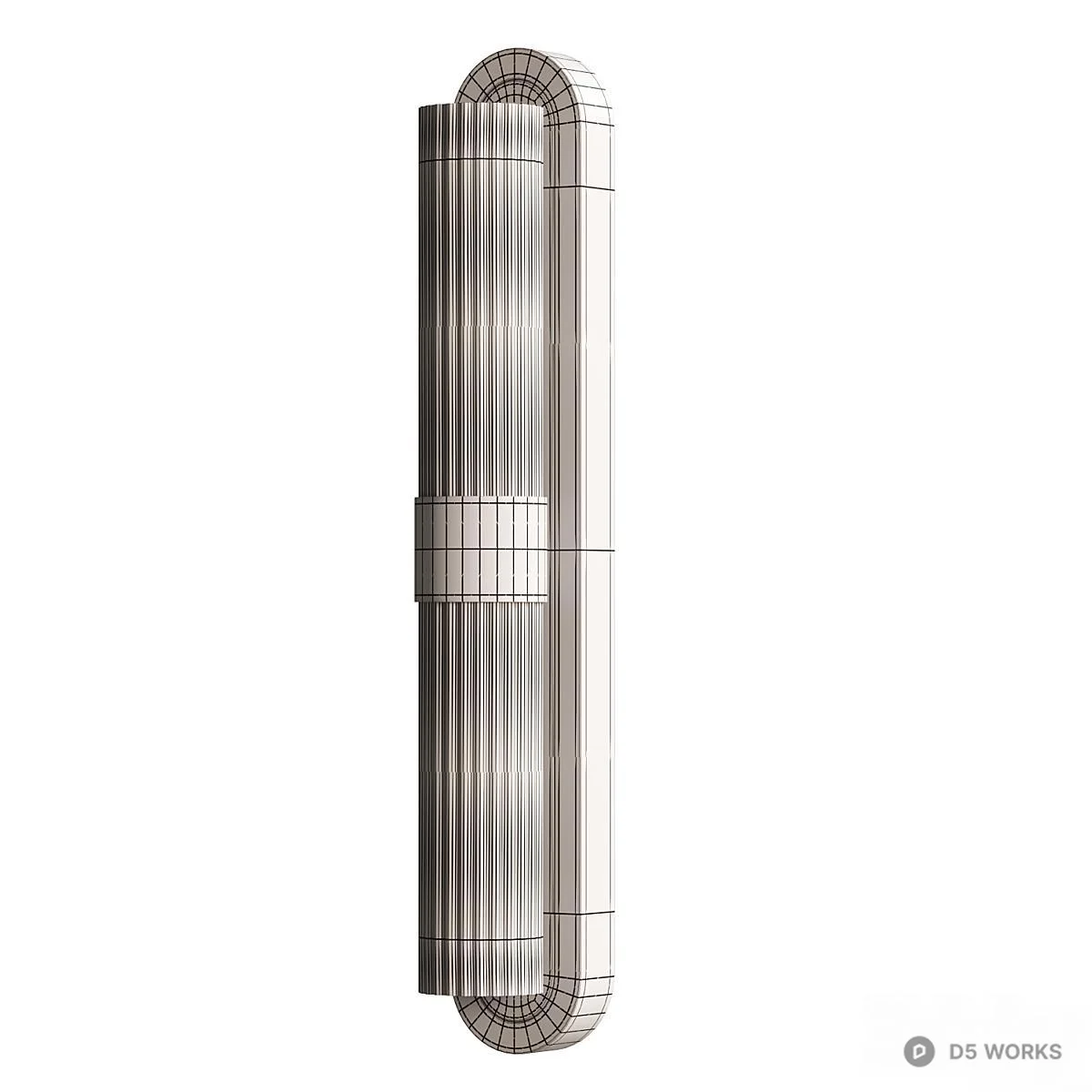 Ribbed Glass Wall Lamp With Black Metal Frame 3d model thumbnail 3