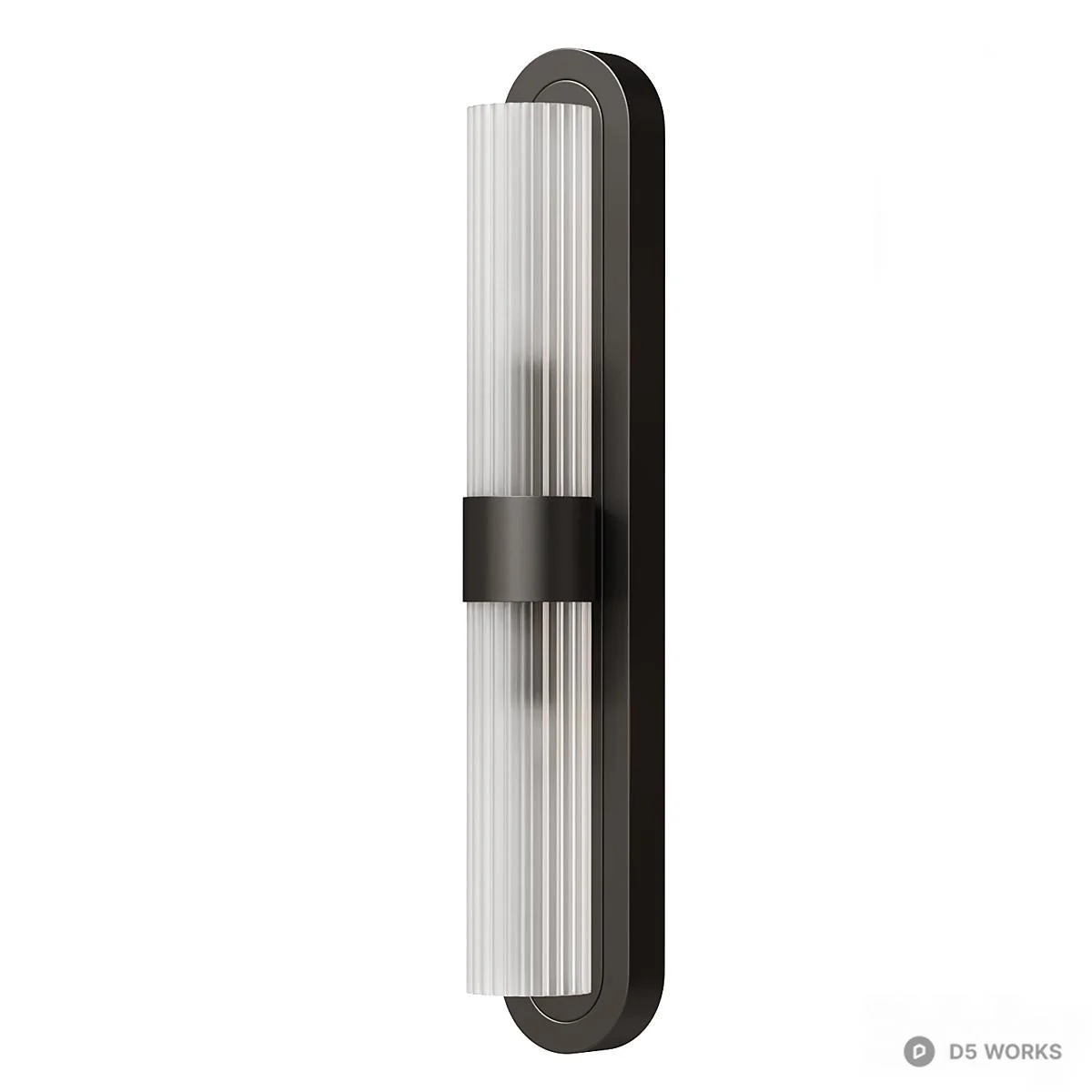 Ribbed Glass Wall Lamp With Black Metal Frame 3d model thumbnail 2