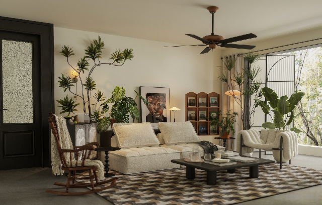 Vintage Southeast Asian Home Living Room 