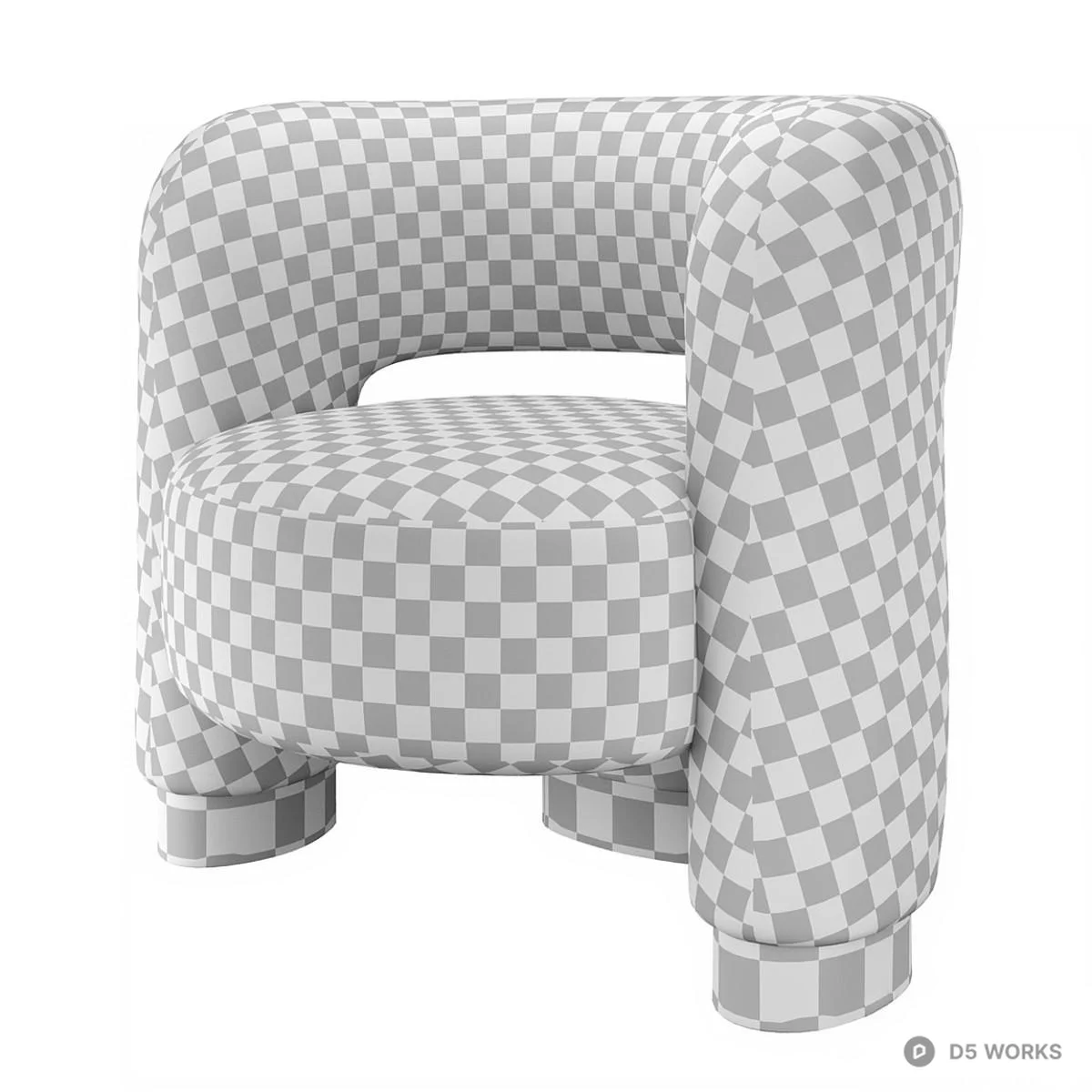 Boucle Upholstered Leisure Chair With Wooden Legs 3d model thumbnail 3