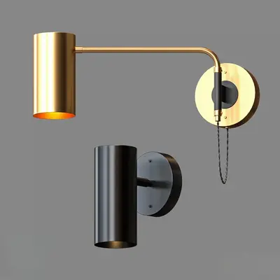 Minimalist Brass And Matte Black Wall Lamp 3d model