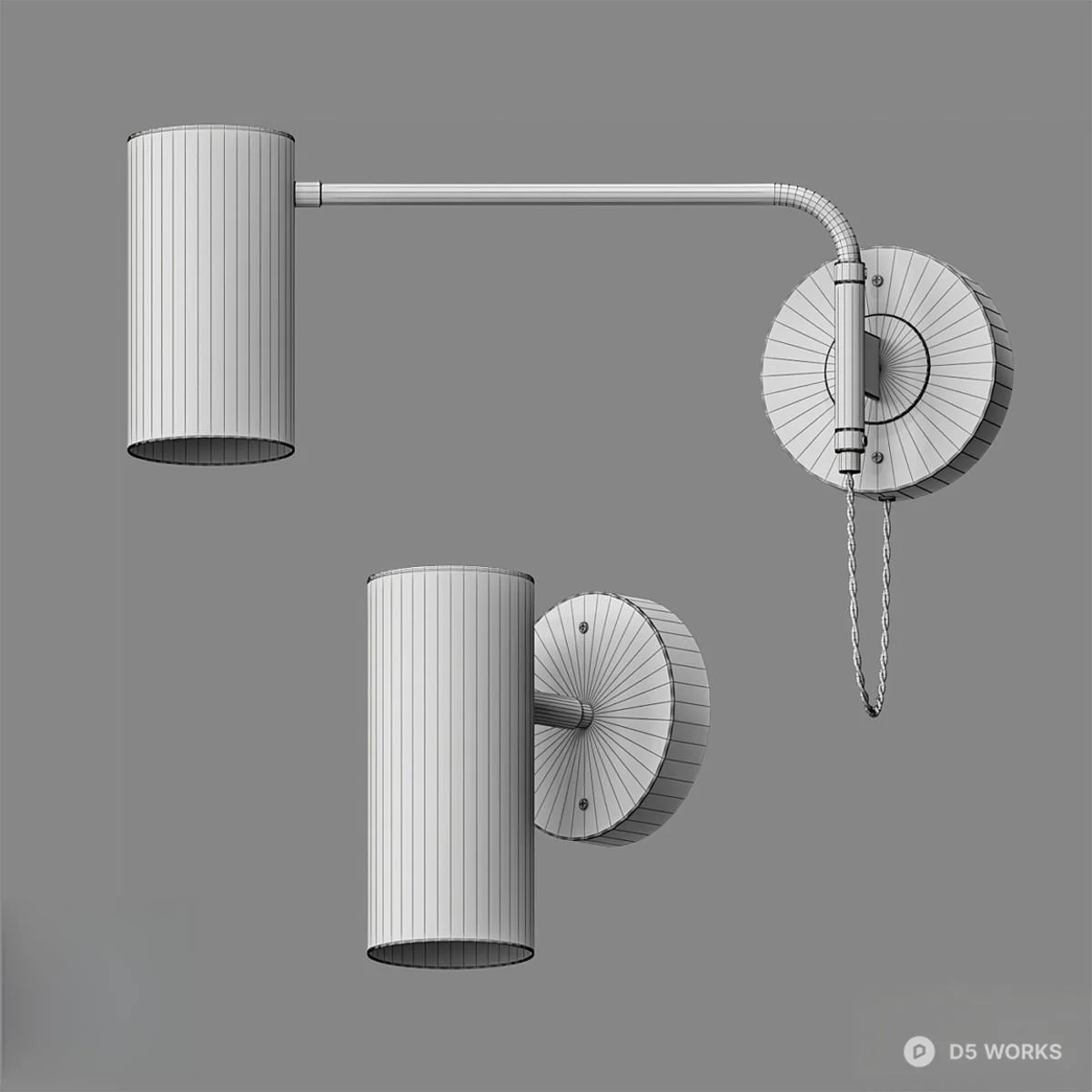 Minimalist Brass And Matte Black Wall Lamp 3d model thumbnail 2