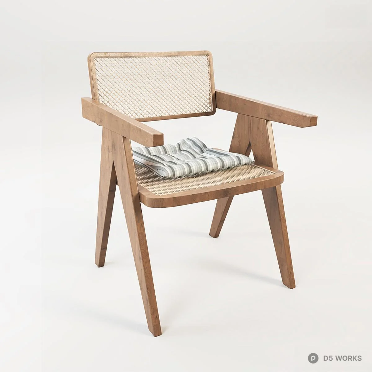 Rattan Weave Armchair 3d model thumbnail 2