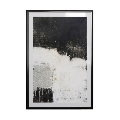 Paintings Black Metal Frame Black and White Abstract Painting 