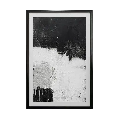 Black Metal Frame Black and White Abstract Painting