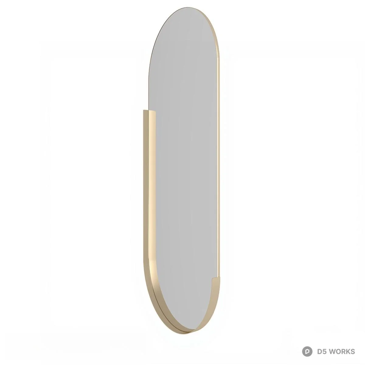 Minimalist Oval Mirror With Gold Frame 3d model thumbnail 2