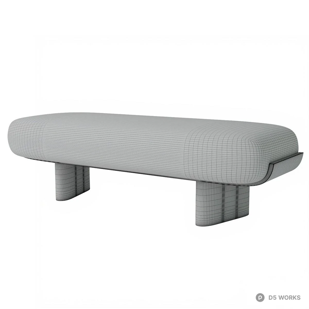 Minimalist Upholstered Bench With Wooden Legs 3d model thumbnail 3