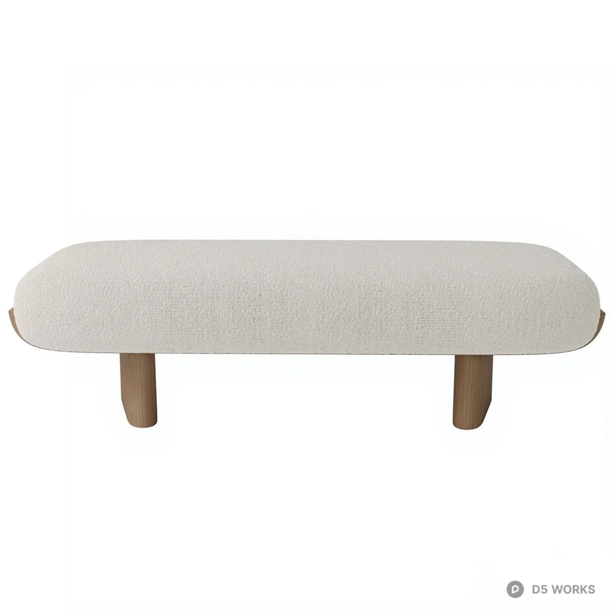 Minimalist Upholstered Bench With Wooden Legs 3d model thumbnail 2