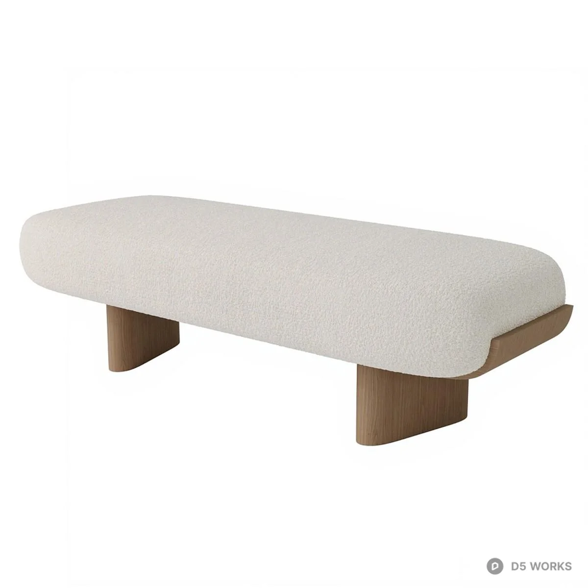 Minimalist Upholstered Bench With Wooden Legs 3d model - Image 1