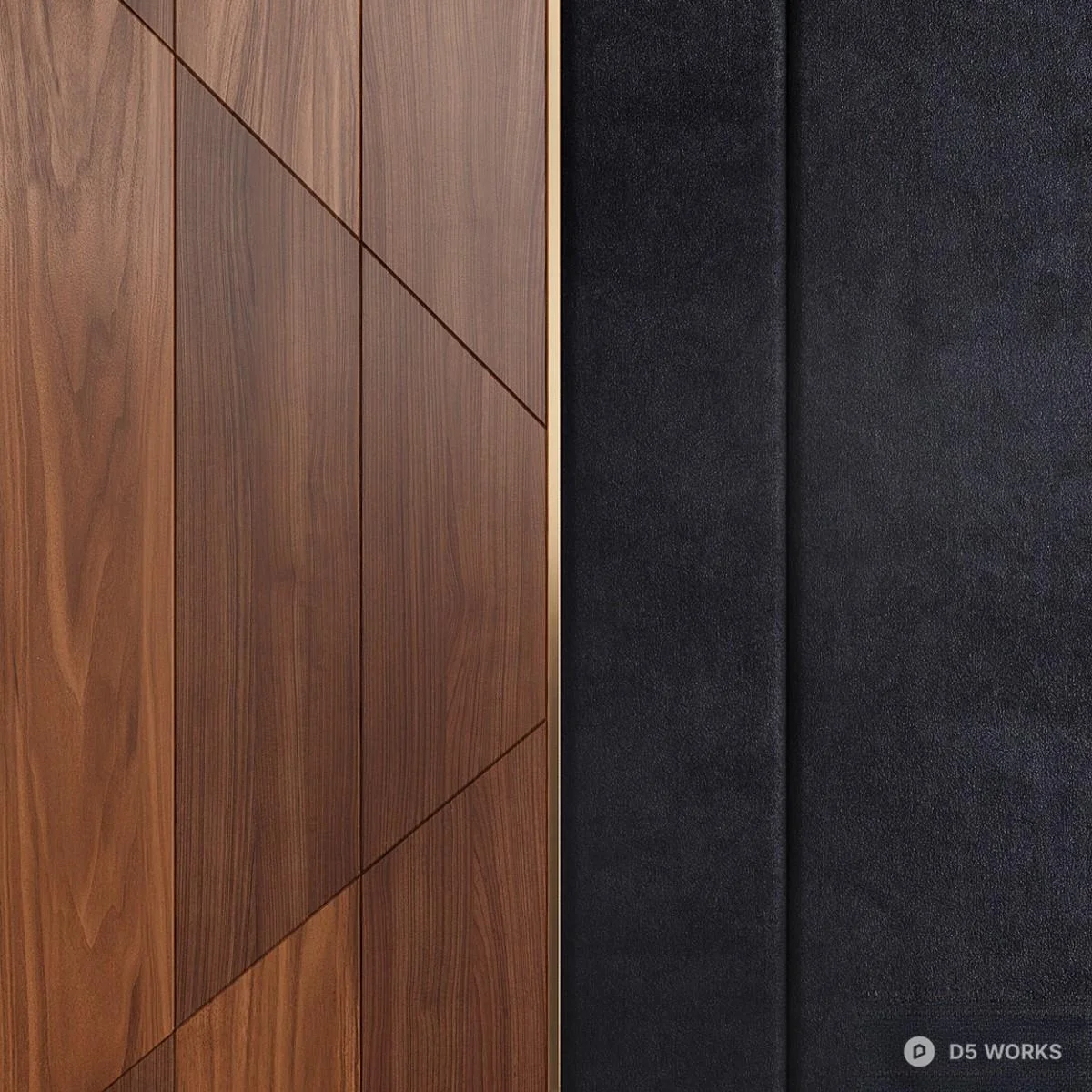 Wood And Black Panel Wall Cladding 3d model thumbnail 2