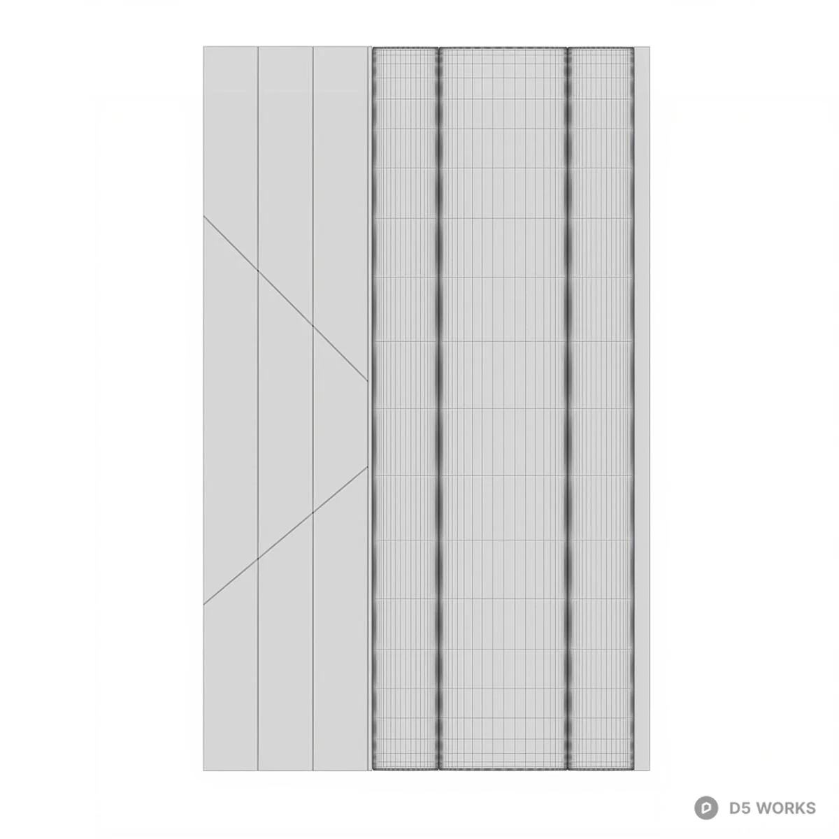 Wood And Black Panel Wall Cladding 3d model thumbnail 3