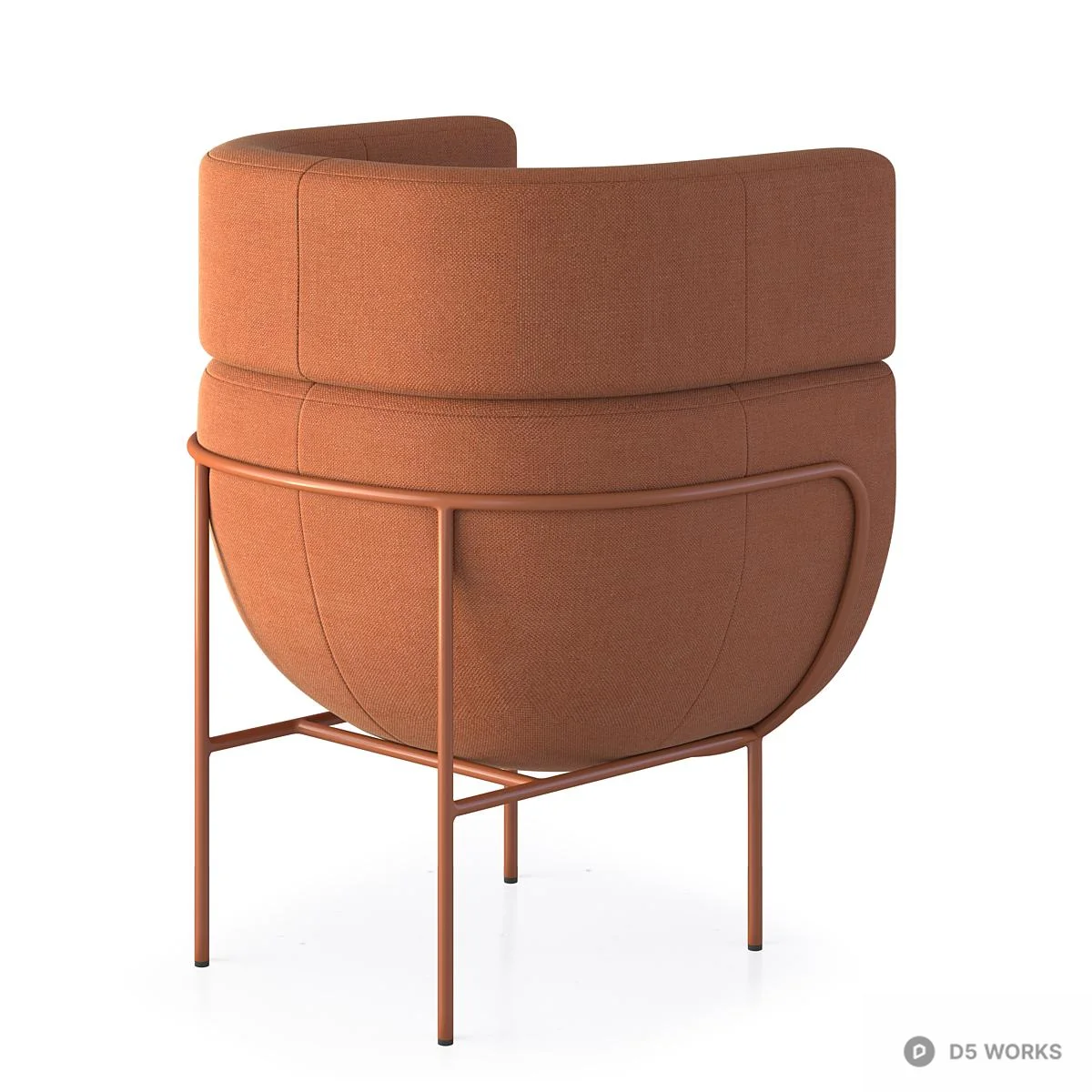 U-Shaped Upholstered Lounge Chair 3d model thumbnail 2