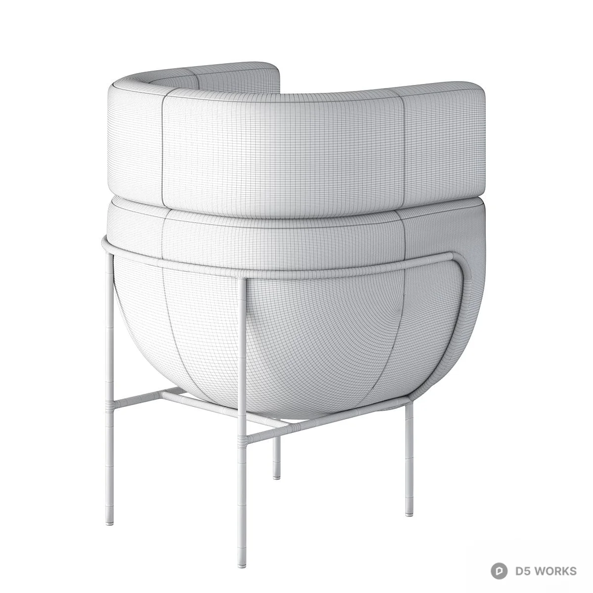U-Shaped Upholstered Lounge Chair 3d model thumbnail 5