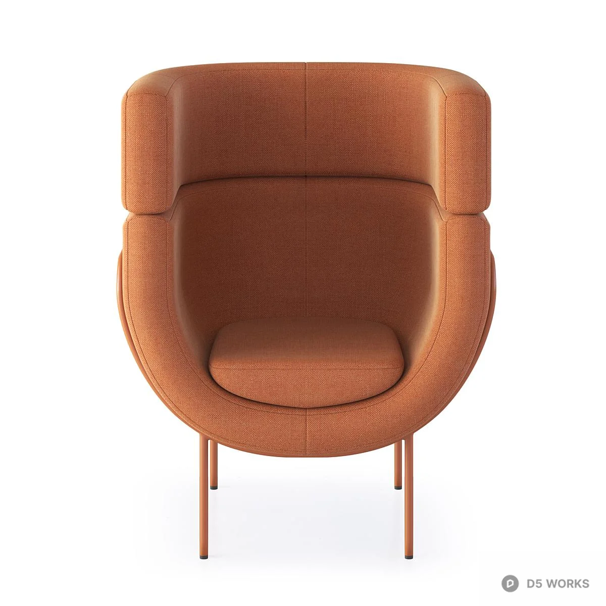 U-Shaped Upholstered Lounge Chair 3d model thumbnail 3