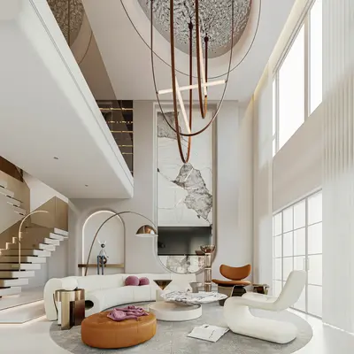 Contemporary Villa Living Room