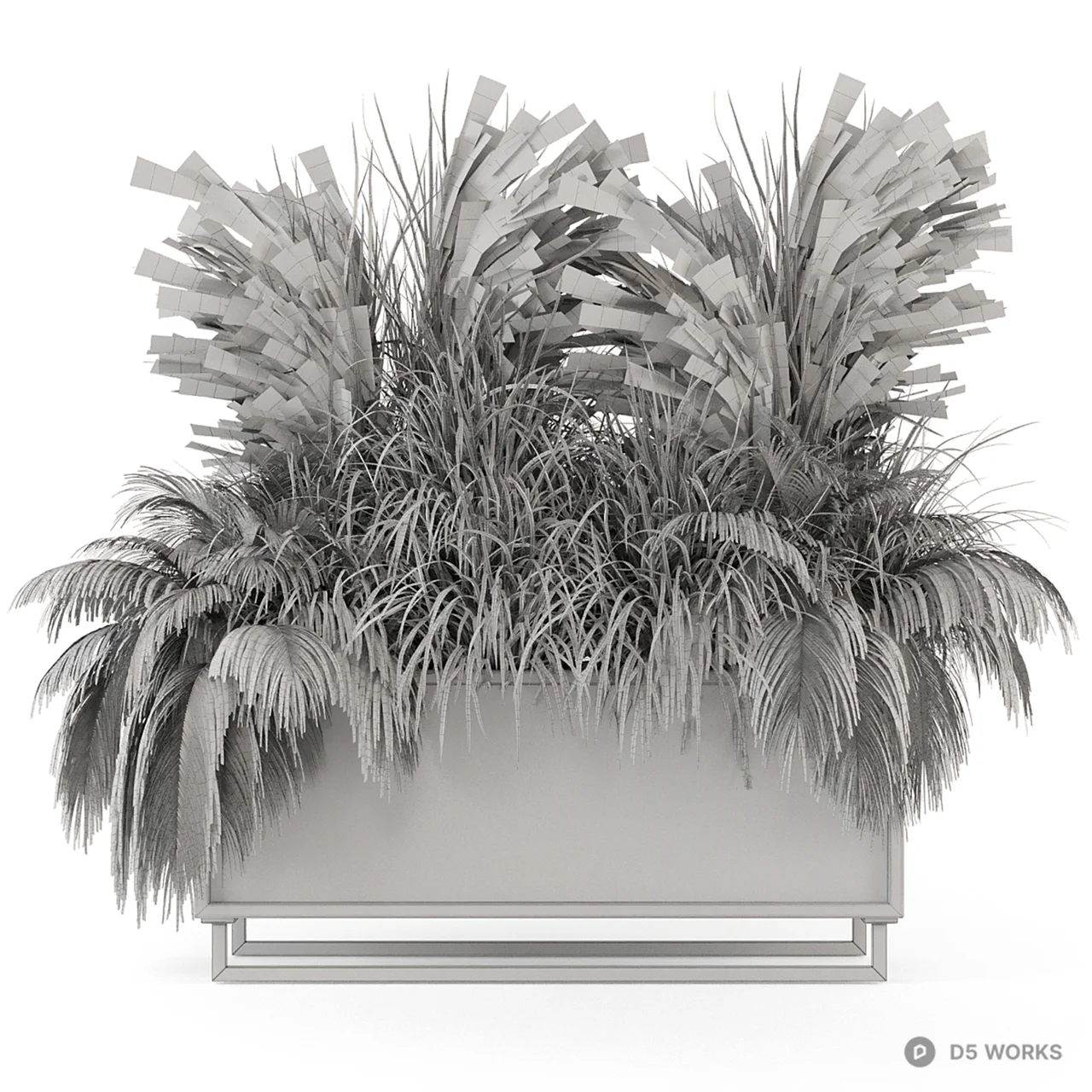 Metal Mesh Planter With Ornamental Grasses 3d model thumbnail 2