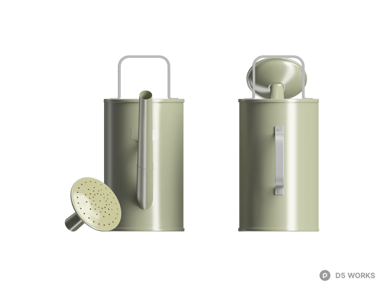 Minimalist Metal Watering Cans Set 3d model thumbnail 2