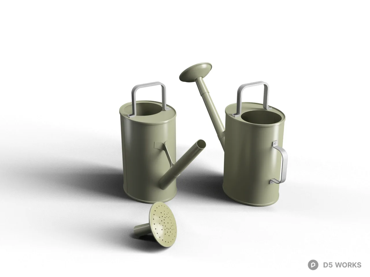 Minimalist Metal Watering Cans Set 3d model - Image 1