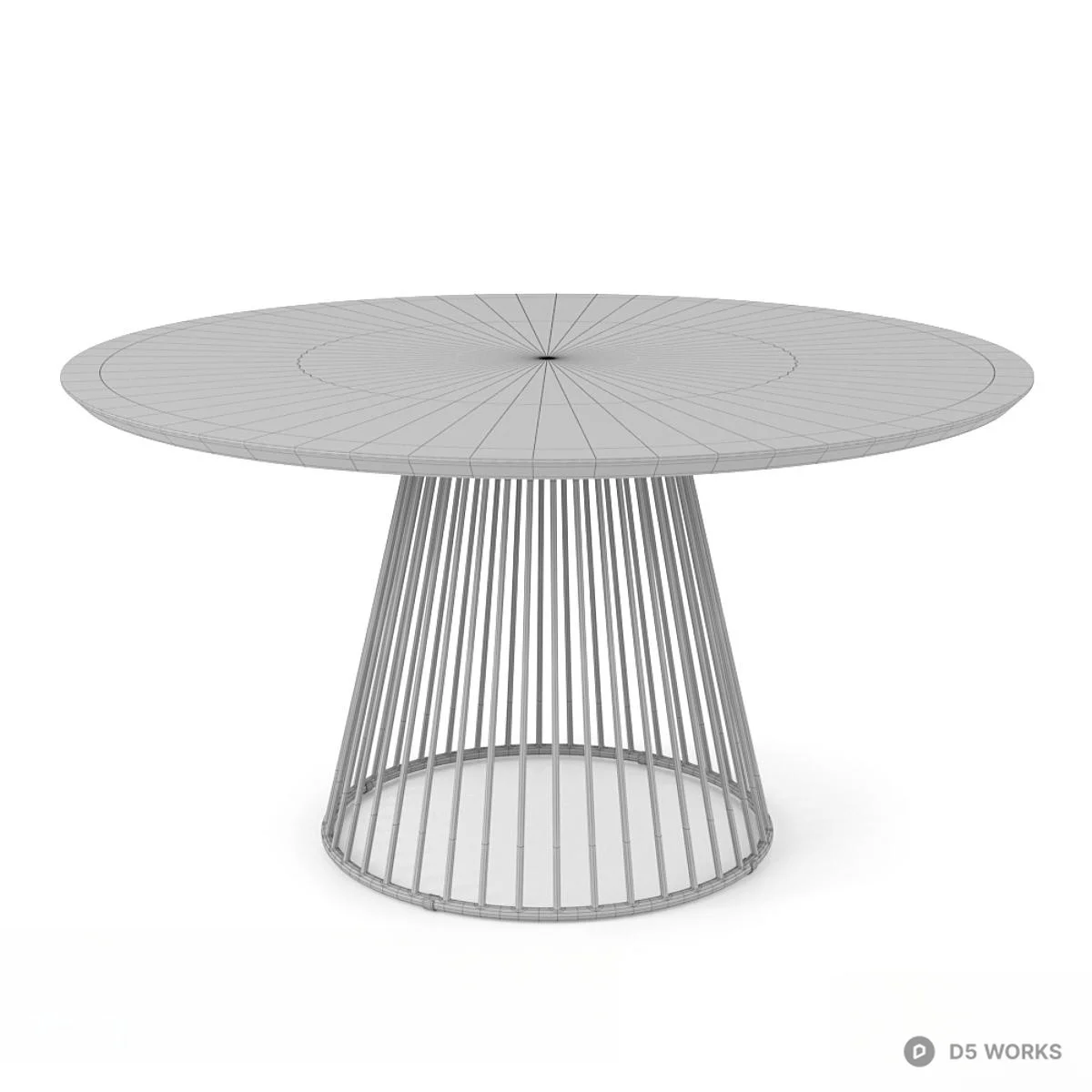Wireframe Base Round Dining Table 3d model thumbnail 2