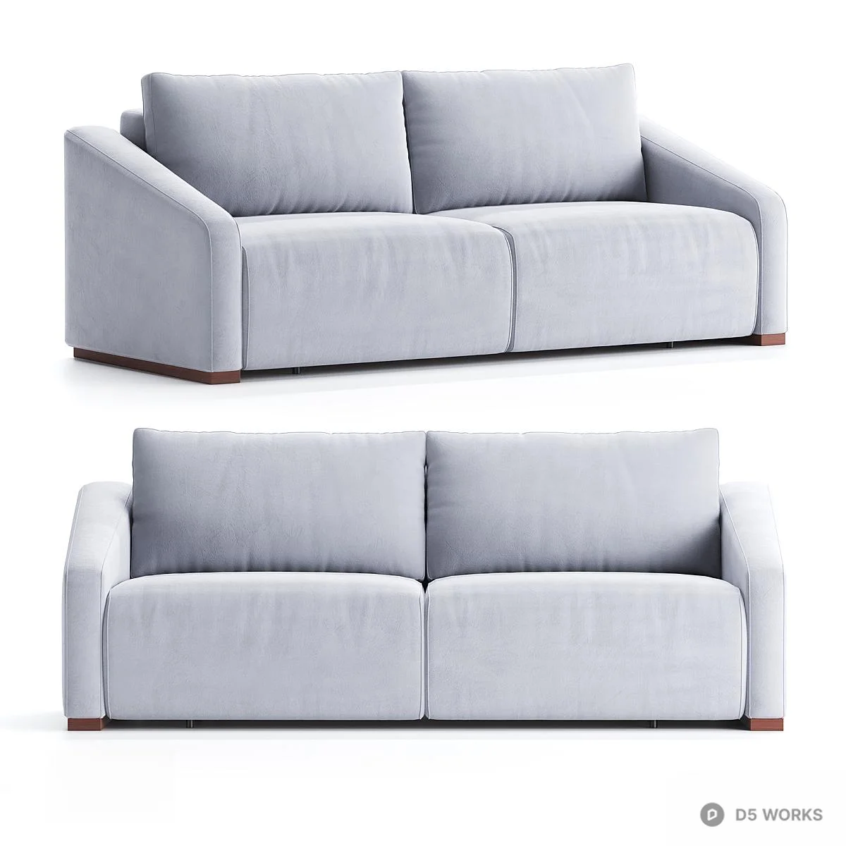Minimalist Transformable Double Sofa 3d model thumbnail 2