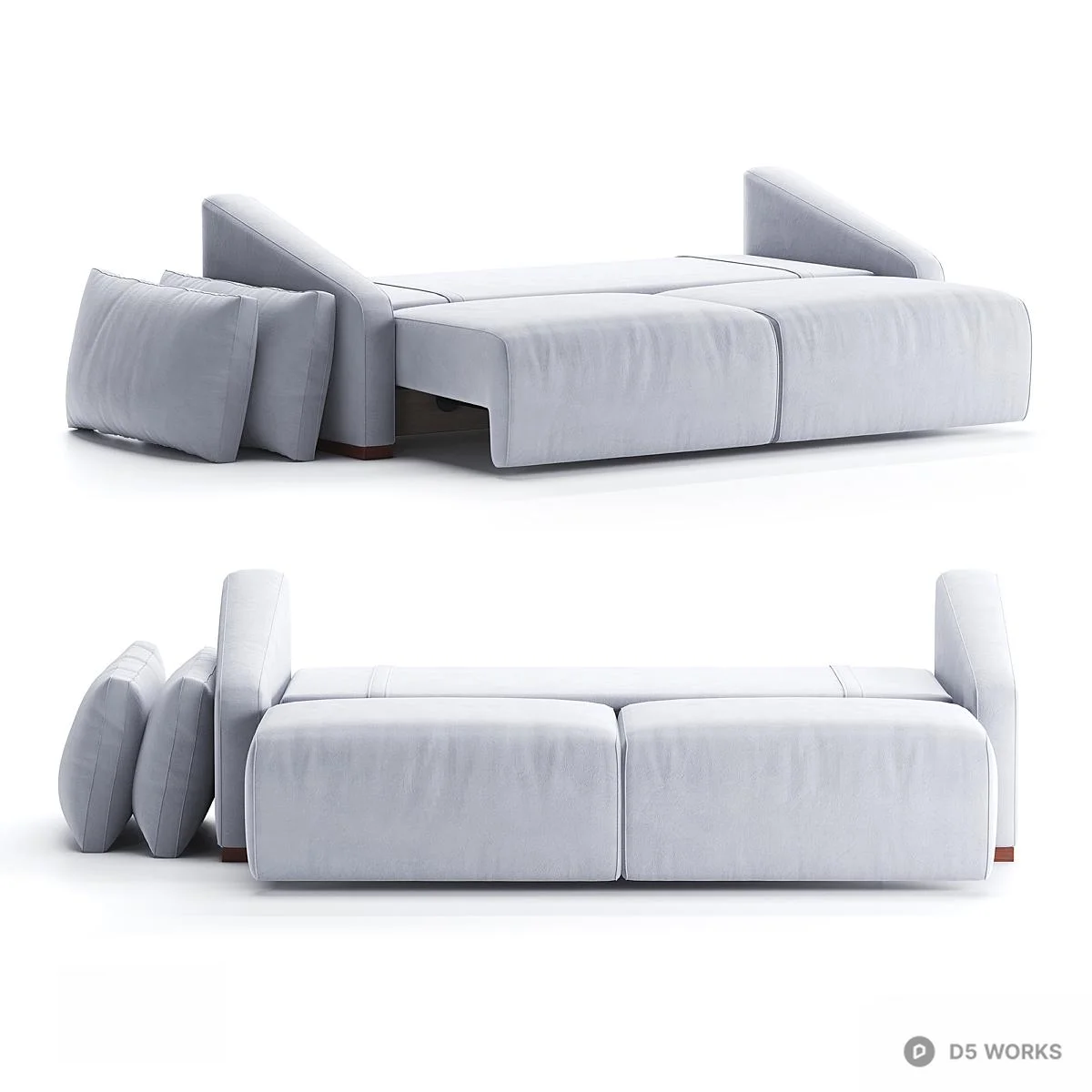 Minimalist Transformable Double Sofa 3d model thumbnail 3