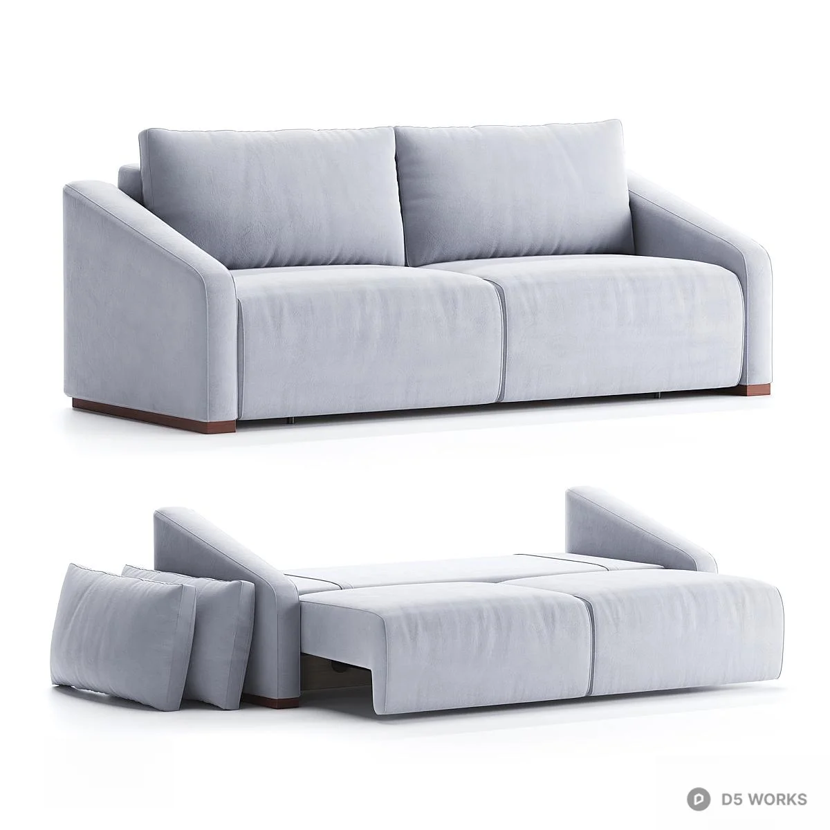 Minimalist Transformable Double Sofa 3d model - Image 1