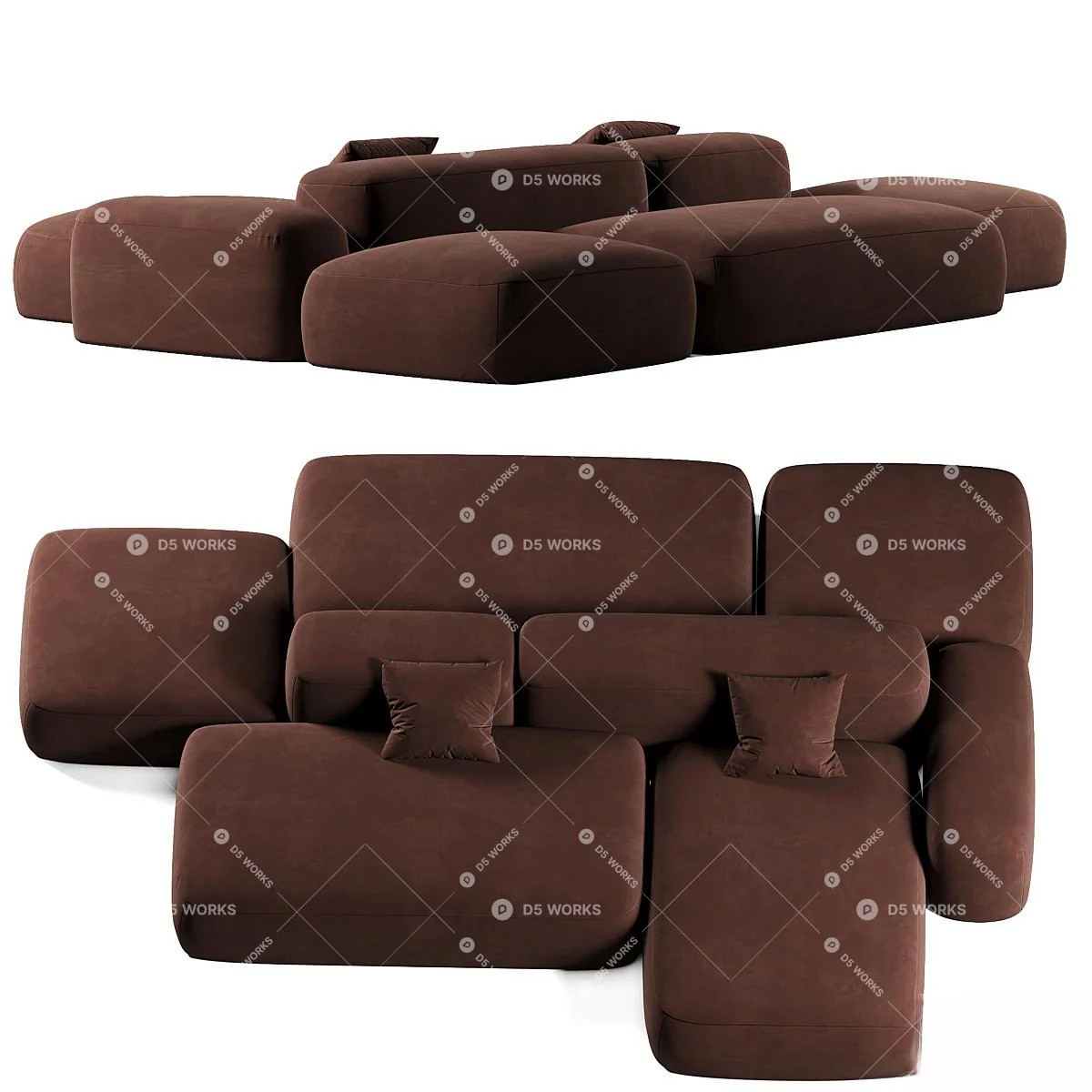Postmodern Modular Sofa Set 3d model thumbnail 2