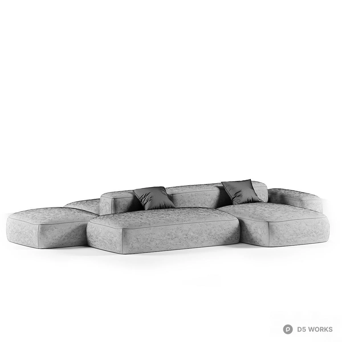 Modular Upholstered Multi Seat Sofa 3d model thumbnail 3