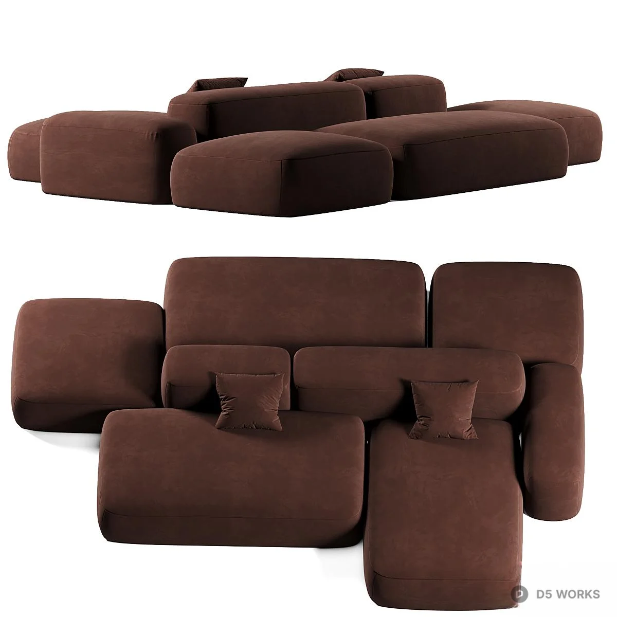 Modular Upholstered Multi Seat Sofa 3d model thumbnail 2