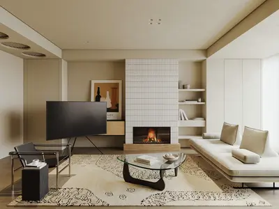 Modern Minimalist Living Room With Warm Atmosphere 3d model