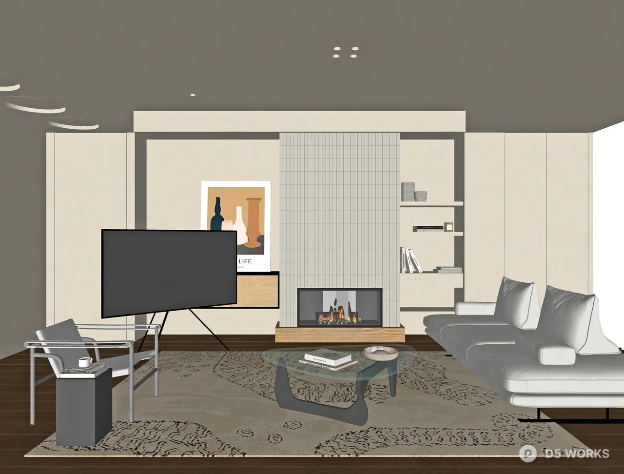 Modern Minimalist Living Room With Warm Atmosphere 3d model thumbnail 2