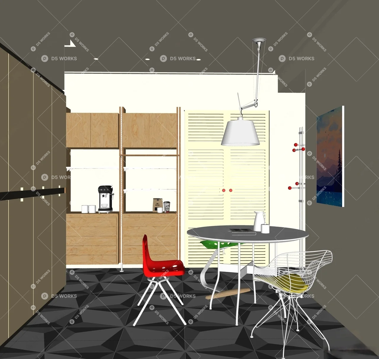 Bauhaus Dining Room (Home) 3d model thumbnail 2