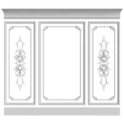 Ornate Wall Paneling With Floral Motifs 3d model