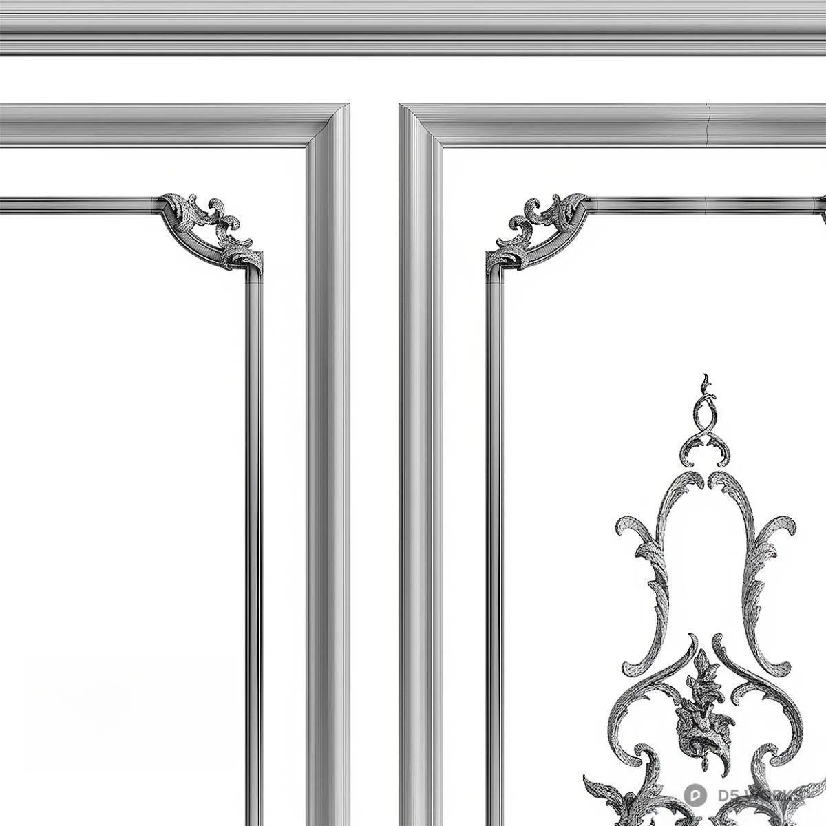 Ornate Wall Paneling With Floral Motifs 3d model thumbnail 2