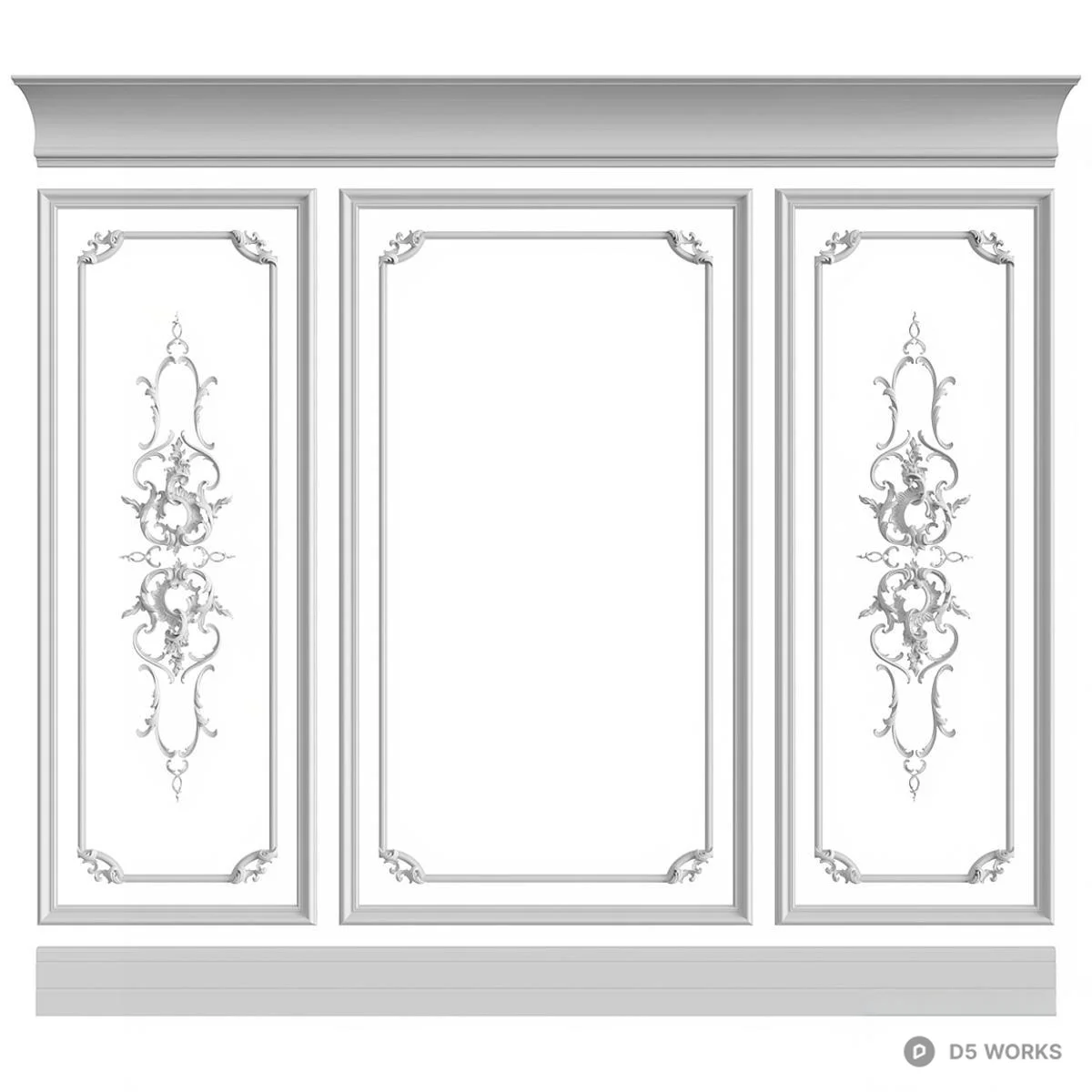 Ornate Wall Paneling With Floral Motifs 3d model - Image 1