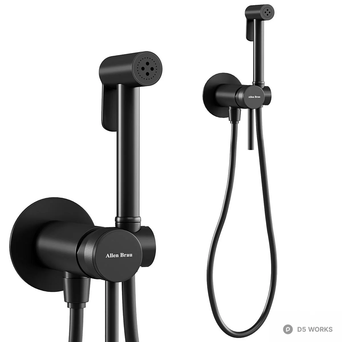 Matte Black Shower Set 3d model - Image 1