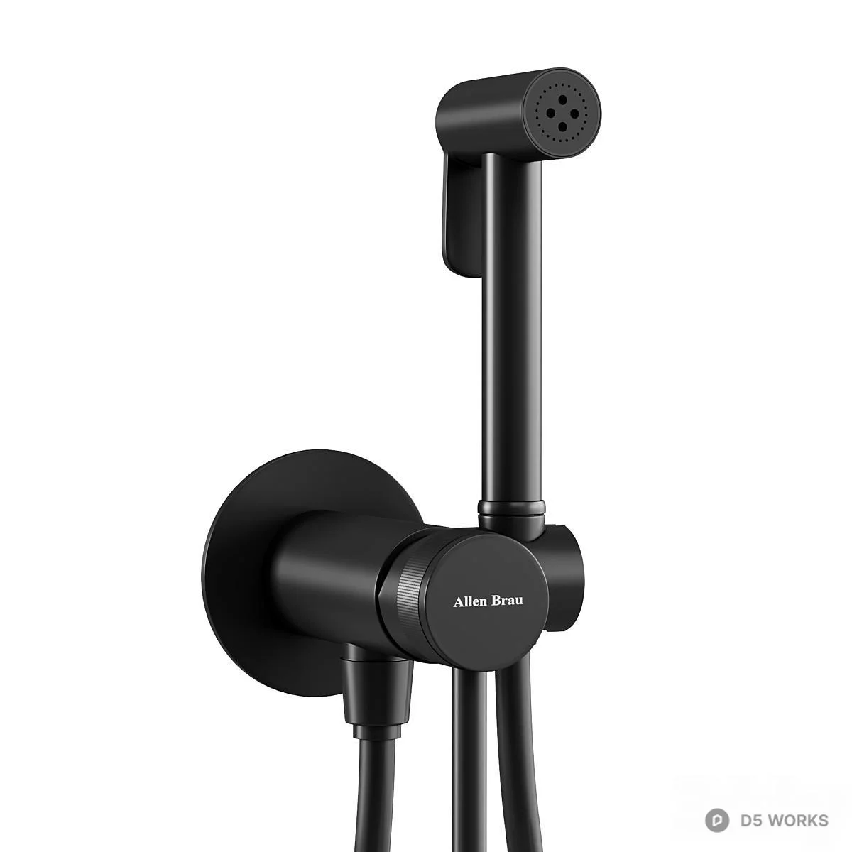 Matte Black Shower Set 3d model thumbnail 2