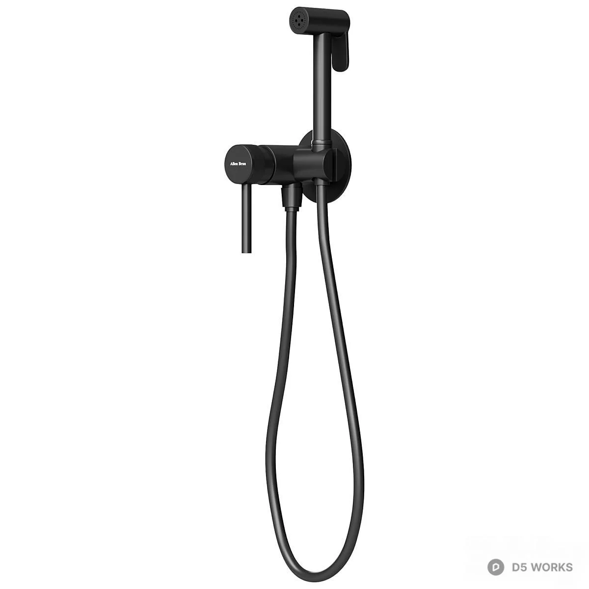 Matte Black Shower Set 3d model thumbnail 3