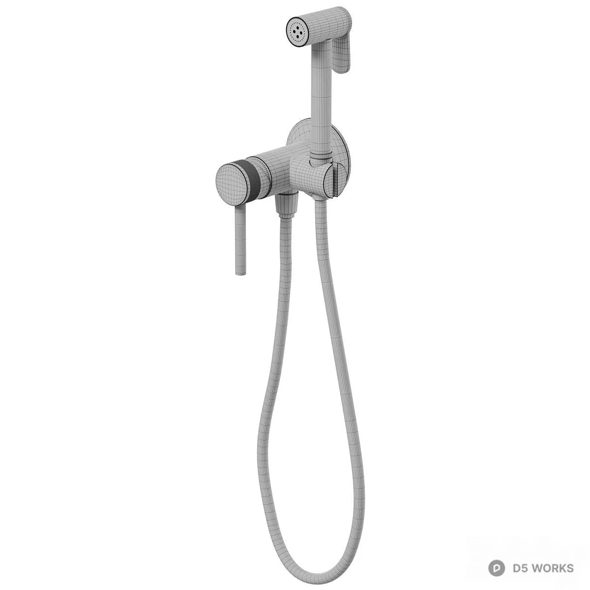 Matte Black Shower Set 3d model thumbnail 5