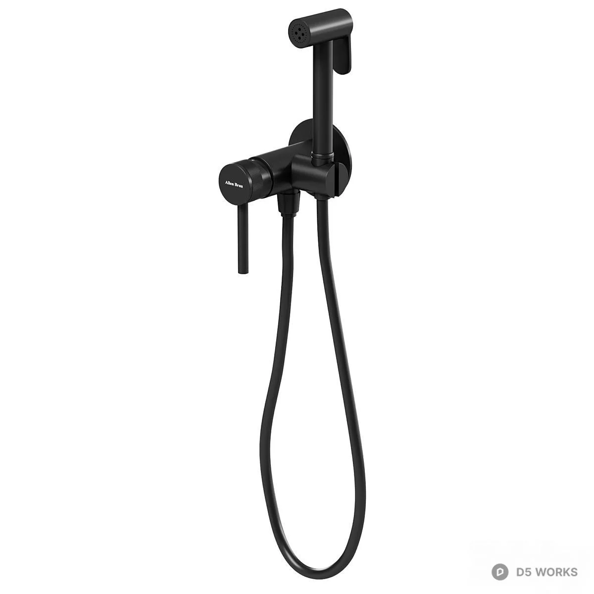 Matte Black Shower Set 3d model thumbnail 4