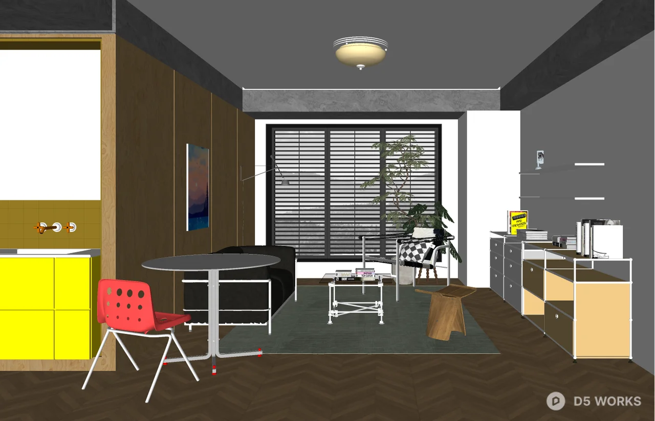 Modern Living Dining Space with Minimalist Aesthetic 3d model thumbnail 2