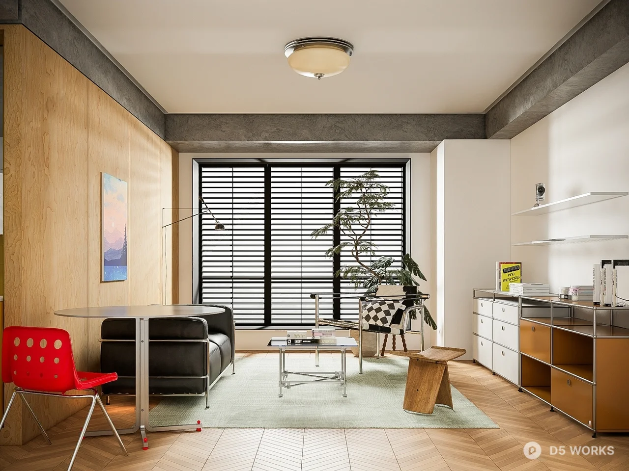 Modern Living Dining Space with Minimalist Aesthetic 3d model - Image 1