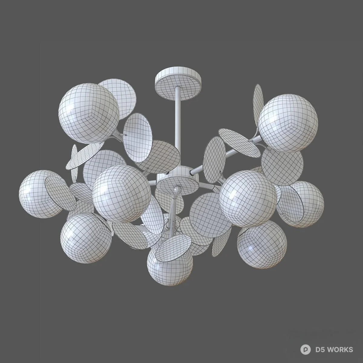Organic Leaf Motif Pendant Light 3d model thumbnail 2