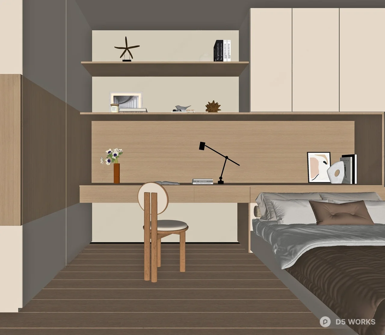 Minimalist Tatami Bedroom with Integrated Storage 3d model thumbnail 2