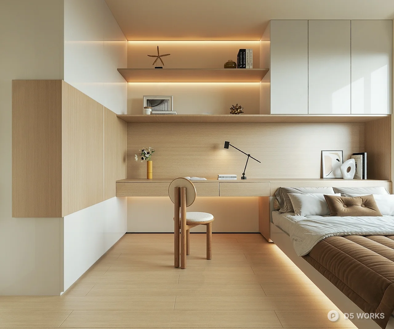 Minimalist Tatami Bedroom with Integrated Storage 3d model - Image 1