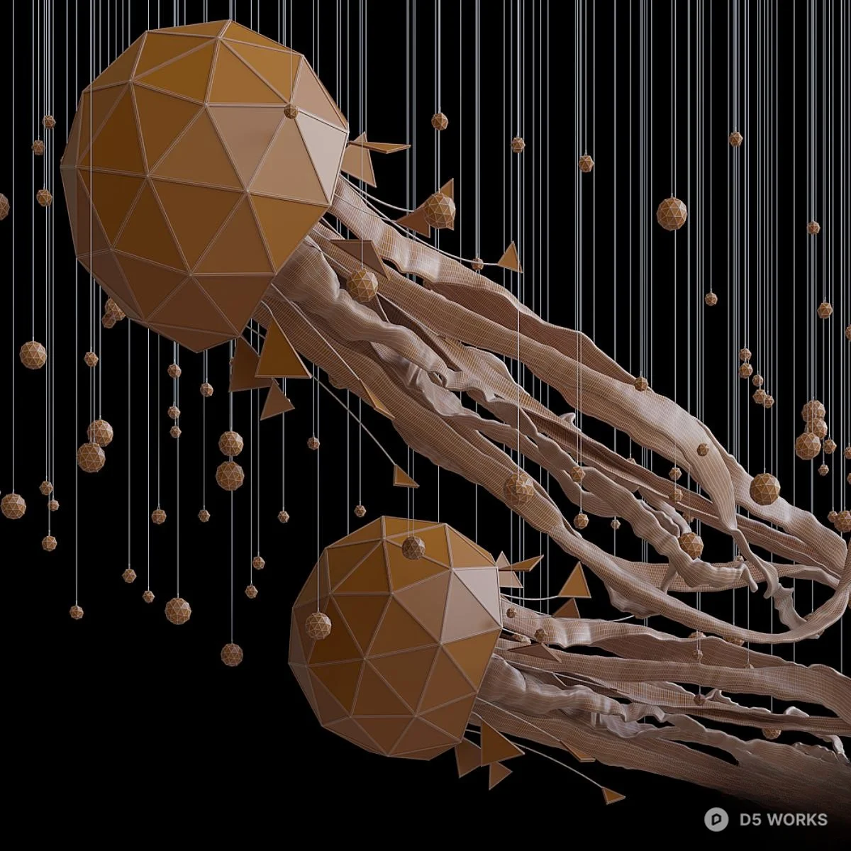 Geometric Jellyfish Installation 3d model thumbnail 2