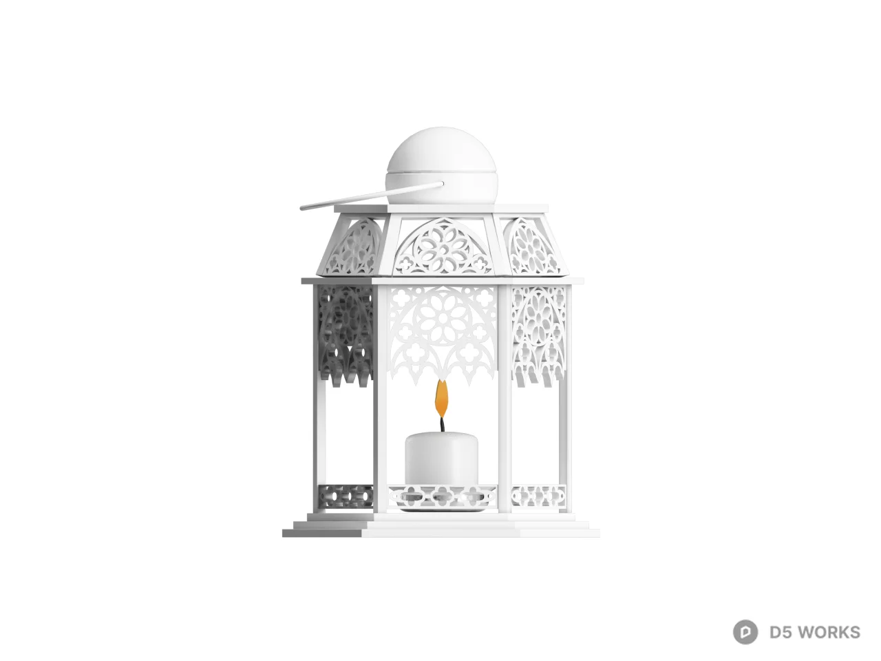 Ornate Candle Lantern 3d model thumbnail 2